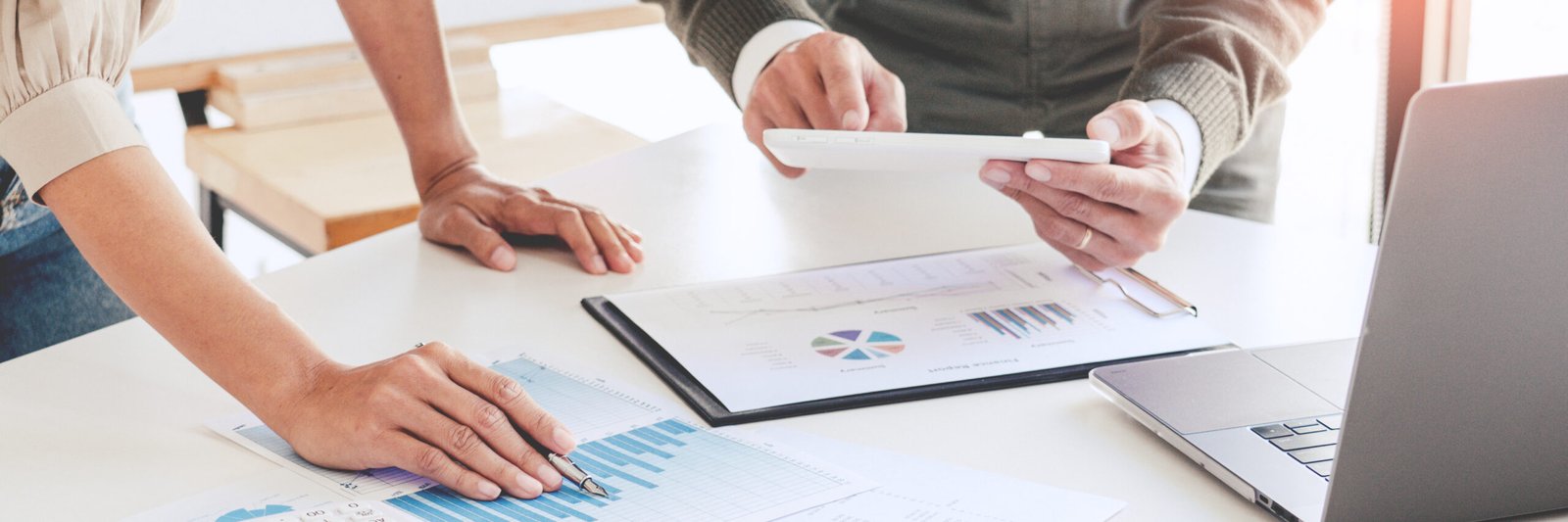 Businessman crew and his young partner colleagues discuss ideas