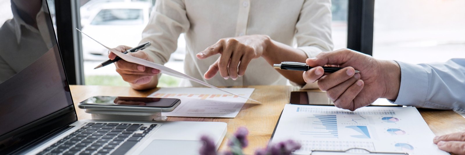 Business team manager meeting discussing company project success